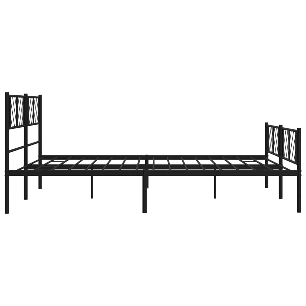 Metal Bed Frame without Mattress with Footboard Black 72"x83.9"