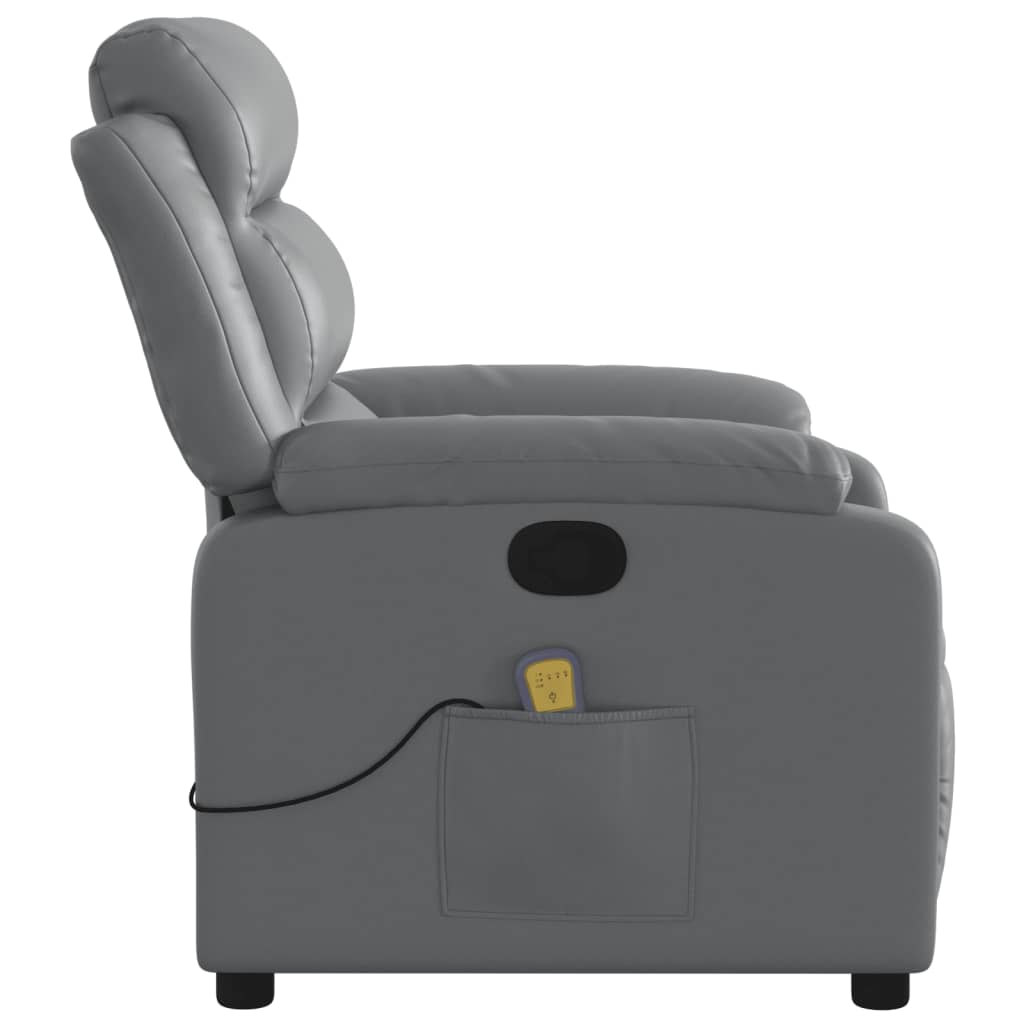 Massage Recliner Chair Gray Faux Leather