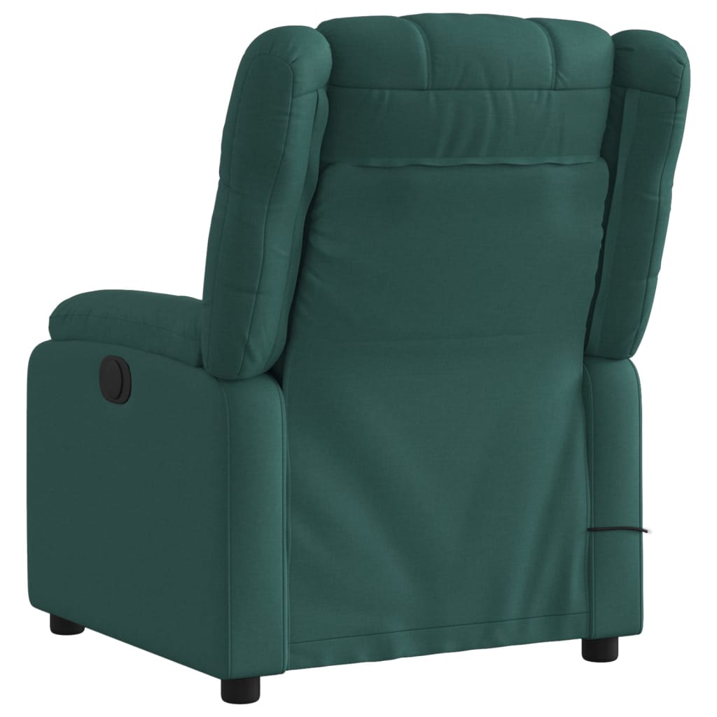 Massage Recliner Chair Dark Green Fabric