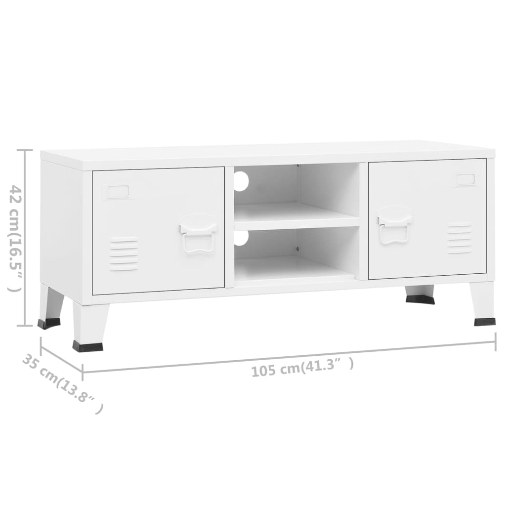 Industrial TV Stand White 41.3"x13.8"x16.5" Metal