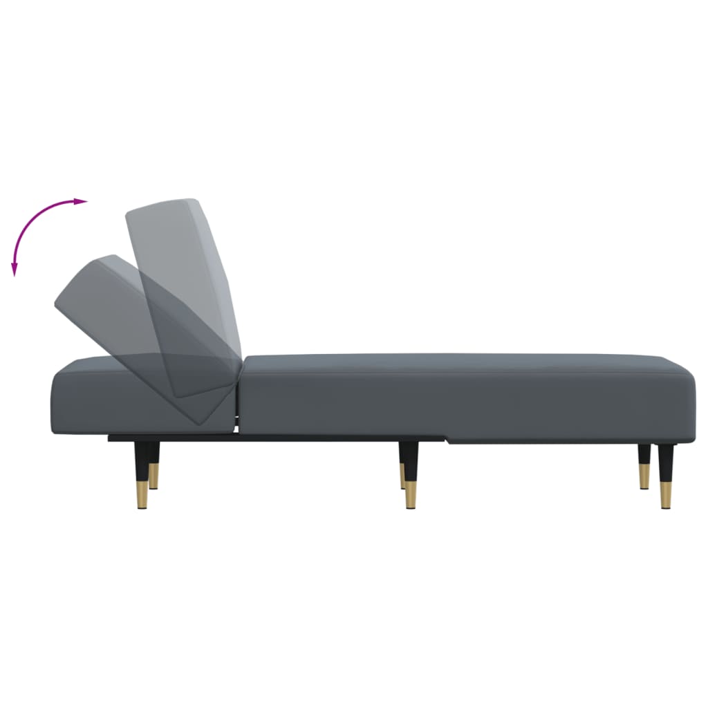 Chaise Longue Dark Gray Velvet