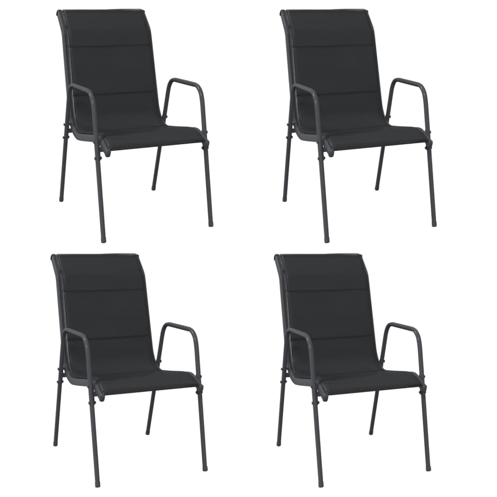 Patio Chairs 4 pcs Steel and Textilene Black