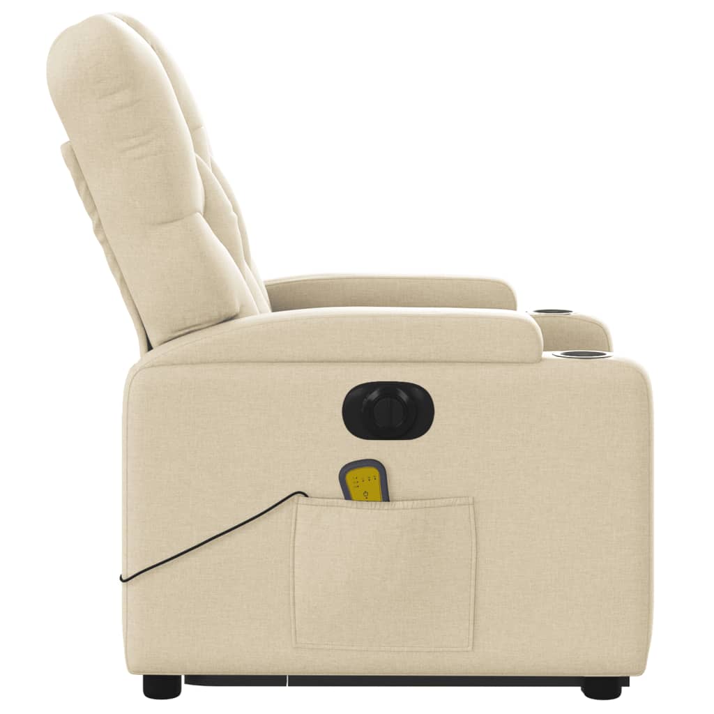 Electric Stand up Massage Recliner Chair Cream Fabric