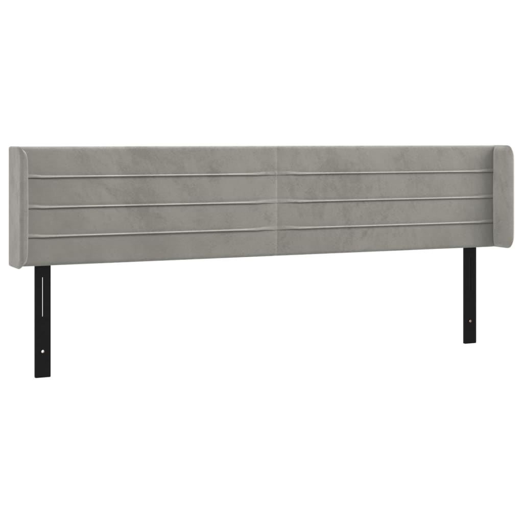 Headboard with Ears Light Gray 72"x6.3"x30.7"/34.6" Velvet