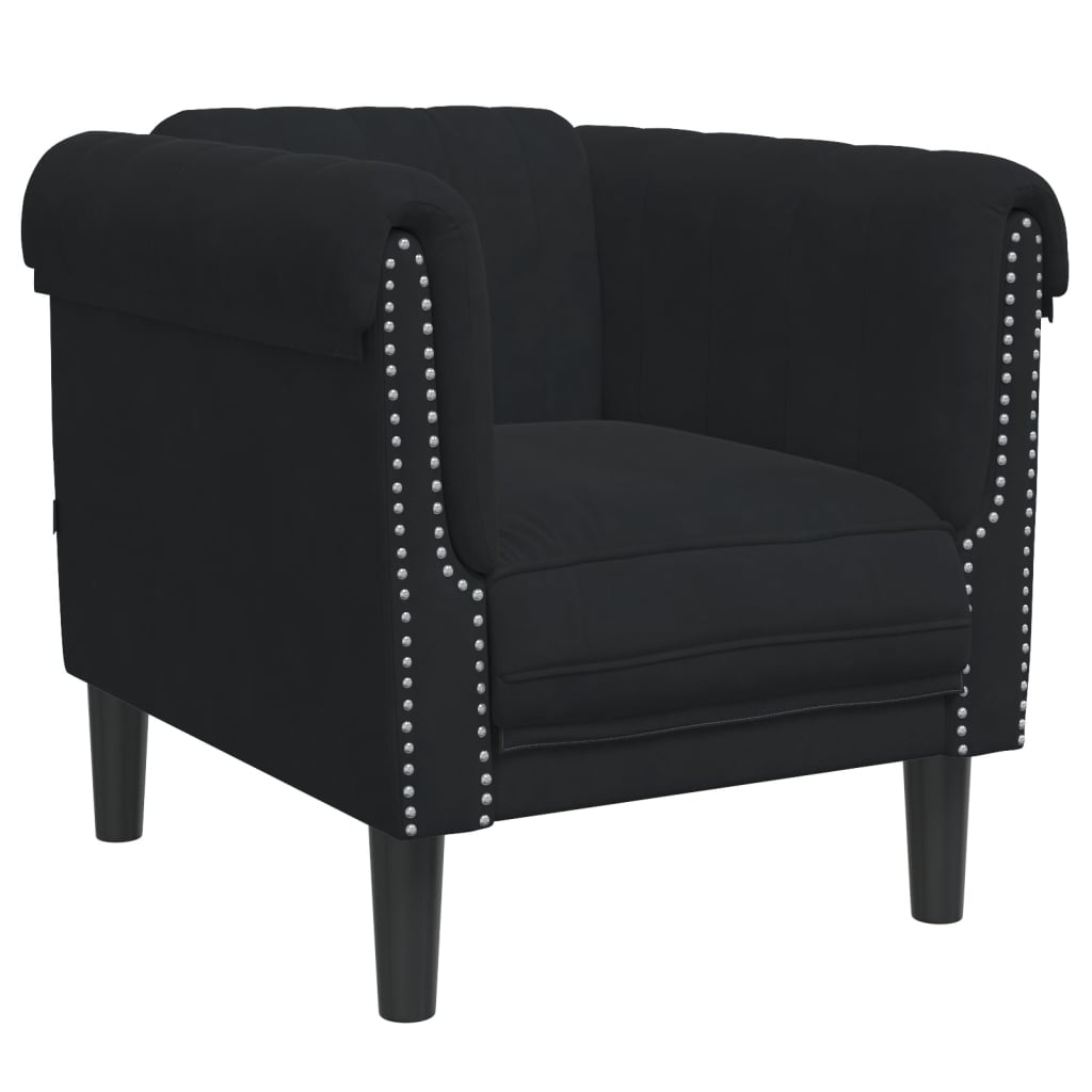 3 Piece Sofa Set Black Velvet