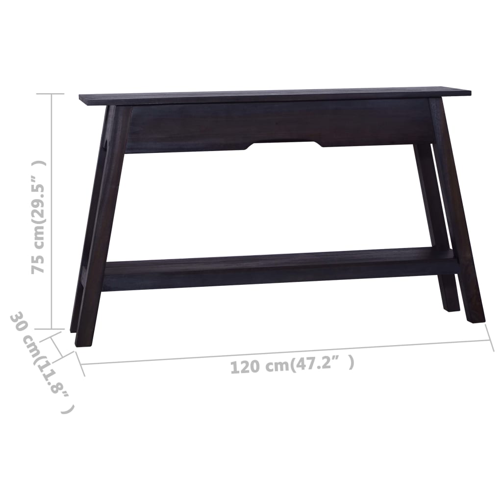 Console Table Black 47.2"x11.8"x29.5" Solid Mahogany Wood