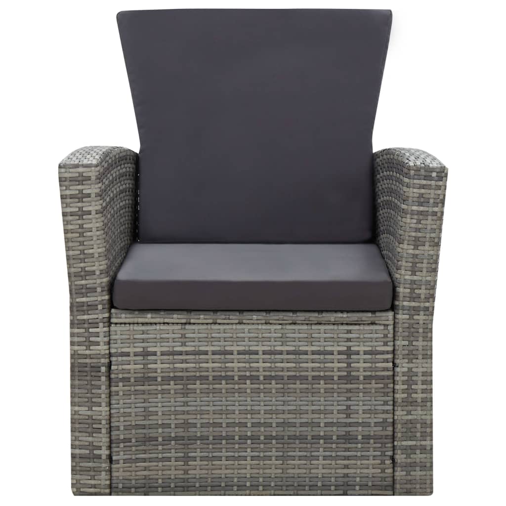 4 Piece Patio Lounge Set with Cushions Poly Rattan Gray