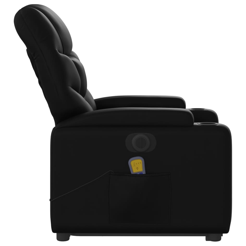 Electric Stand up Massage Recliner Chair Black Faux Leather