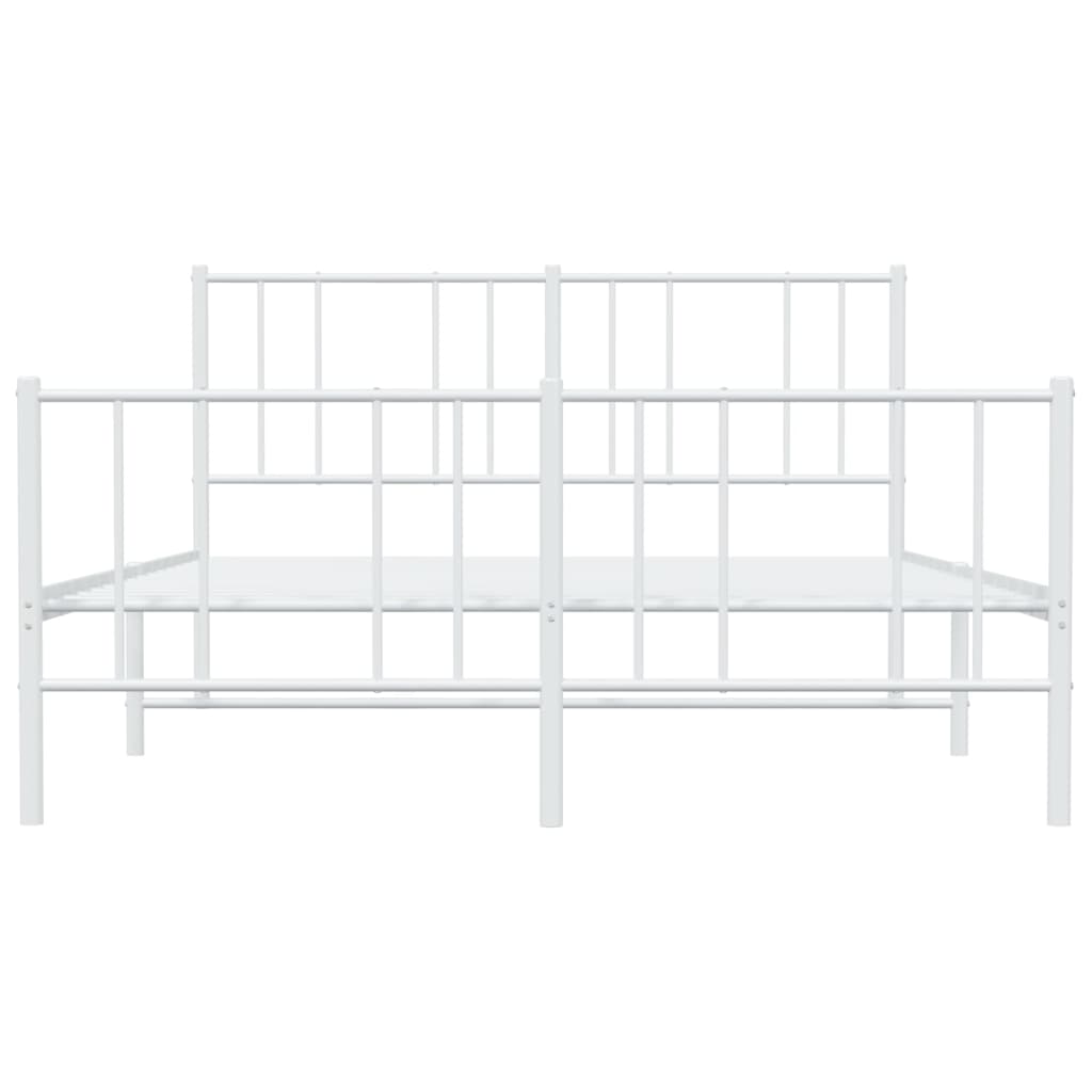 Metal Bed Frame without Mattress with Footboard White 59.1"x78.7"