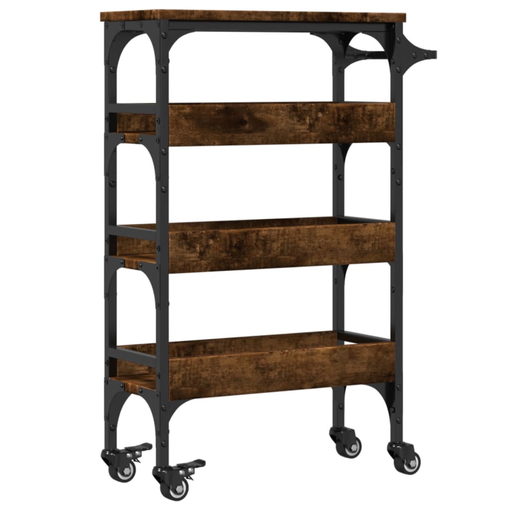 Kitchen Trolley Smoked Oak 20.9"x7.9"x29.9" Engineered Wood