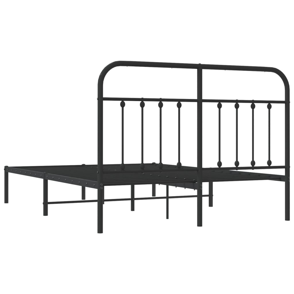 Metal Bed Frame without Mattress with Headboard Black 59.1"x78.7"