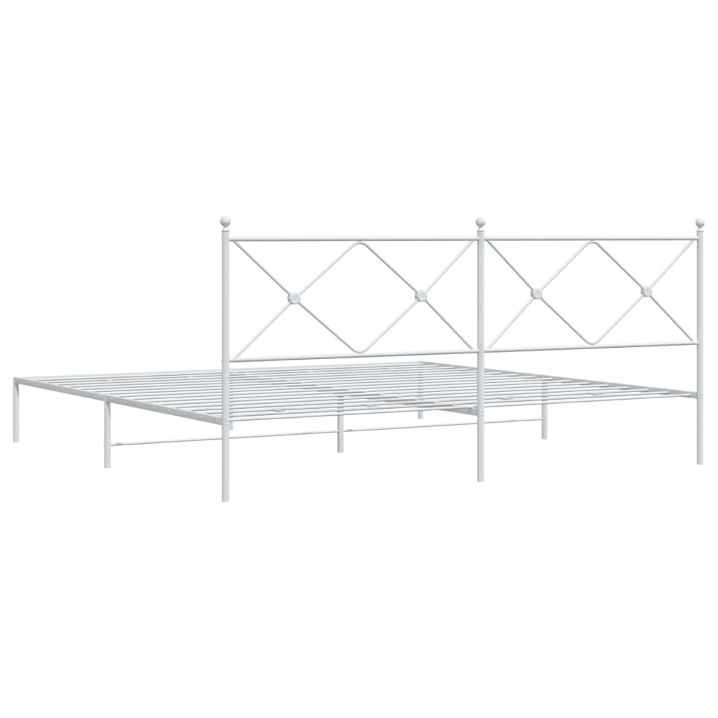 Metal Bed Frame without Mattress with Headboard White 76"x79.9"