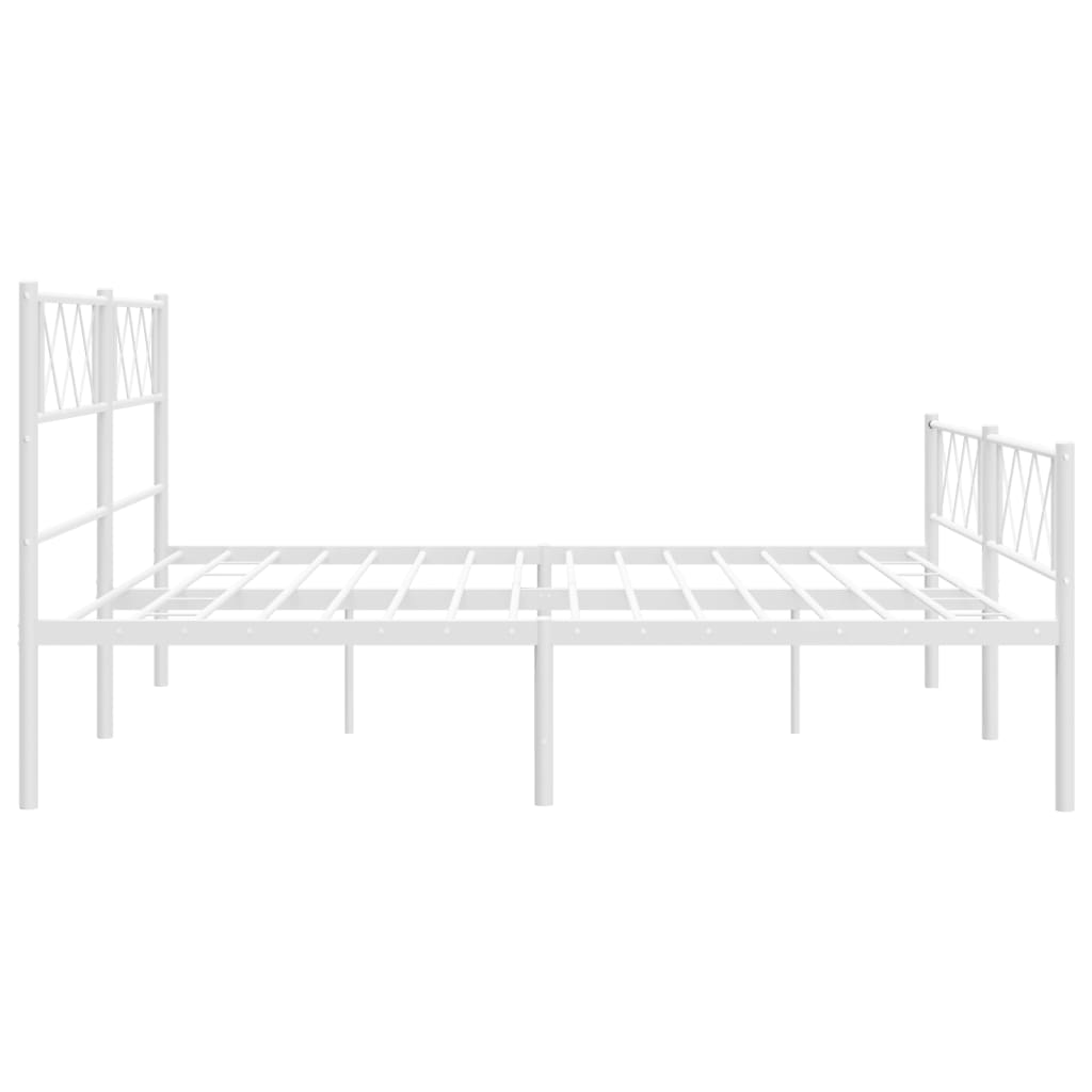 Metal Bed Frame without Mattress with Footboard White 76"x79.9"