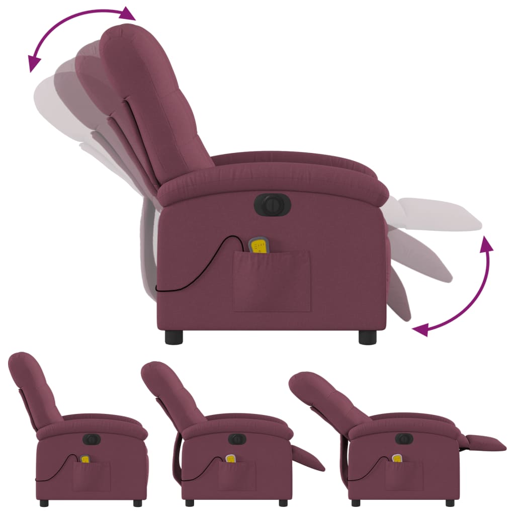 Electric Massage Recliner Chair Purple Fabric