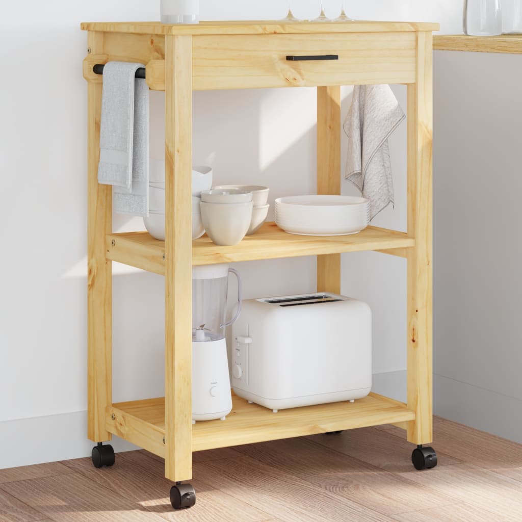 Kitchen Trolley MONZA 33.1"x15.7"x35.4" Solid Wood Pine