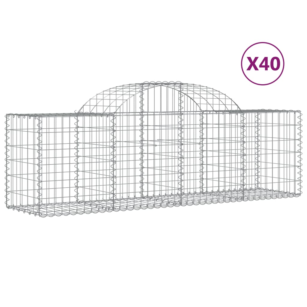 Arched Gabion Baskets 40 pcs 78.7"x19.7"x23.6"/31.5" Galvanized Iron