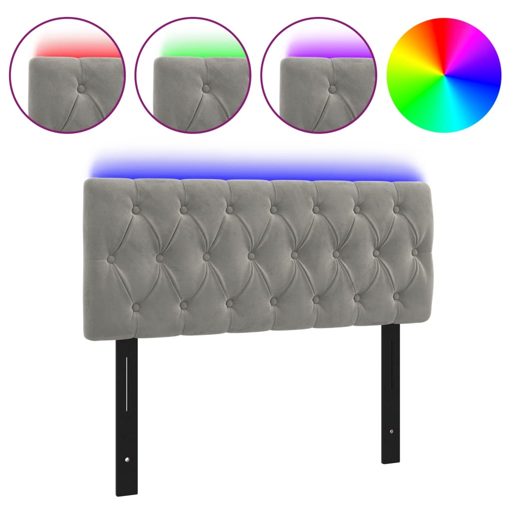 LED Headboard Light Gray 39.4"x2.8"x30.7"/34.6" Velvet