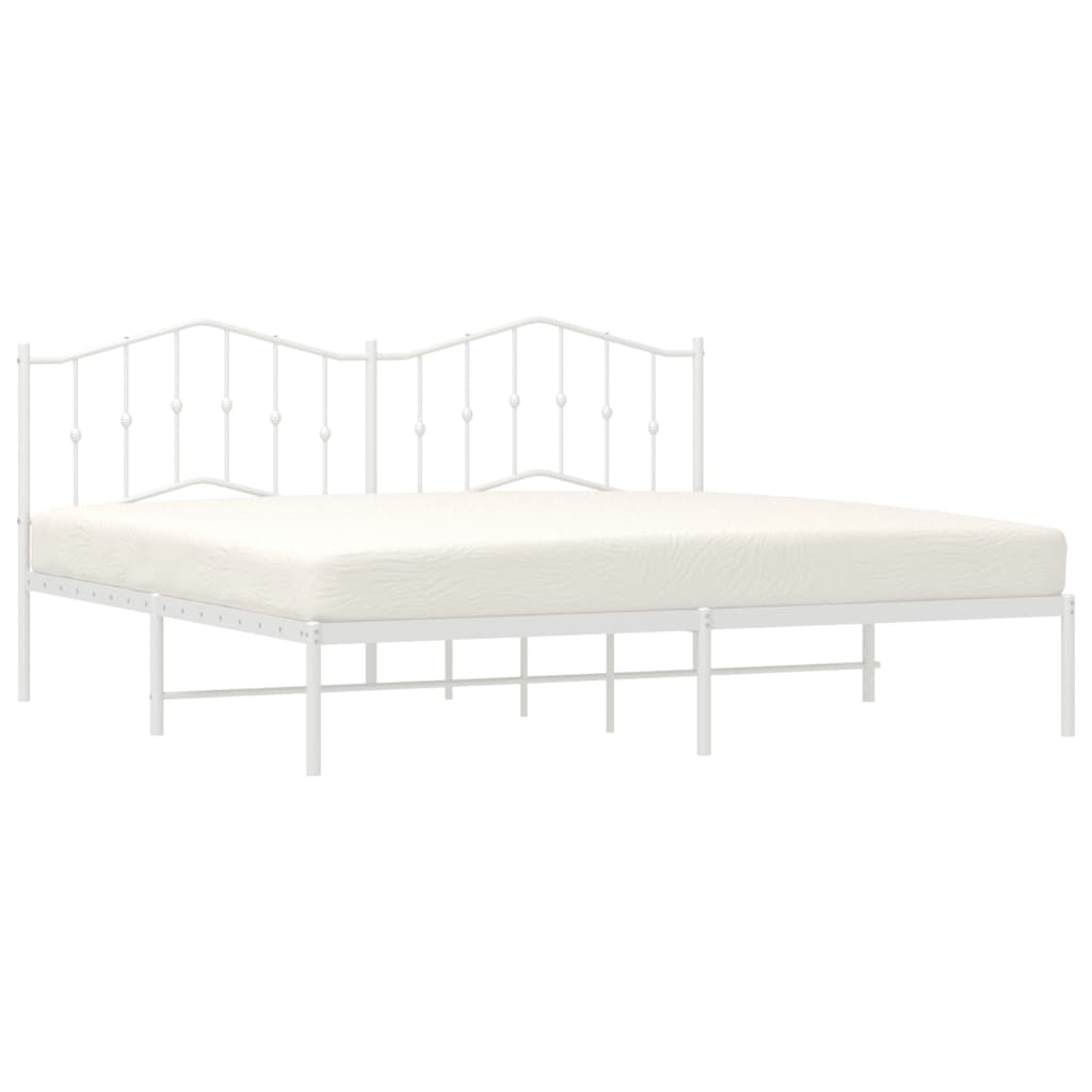 Metal Bed Frame without Mattress with Headboard White 76"x79.9"