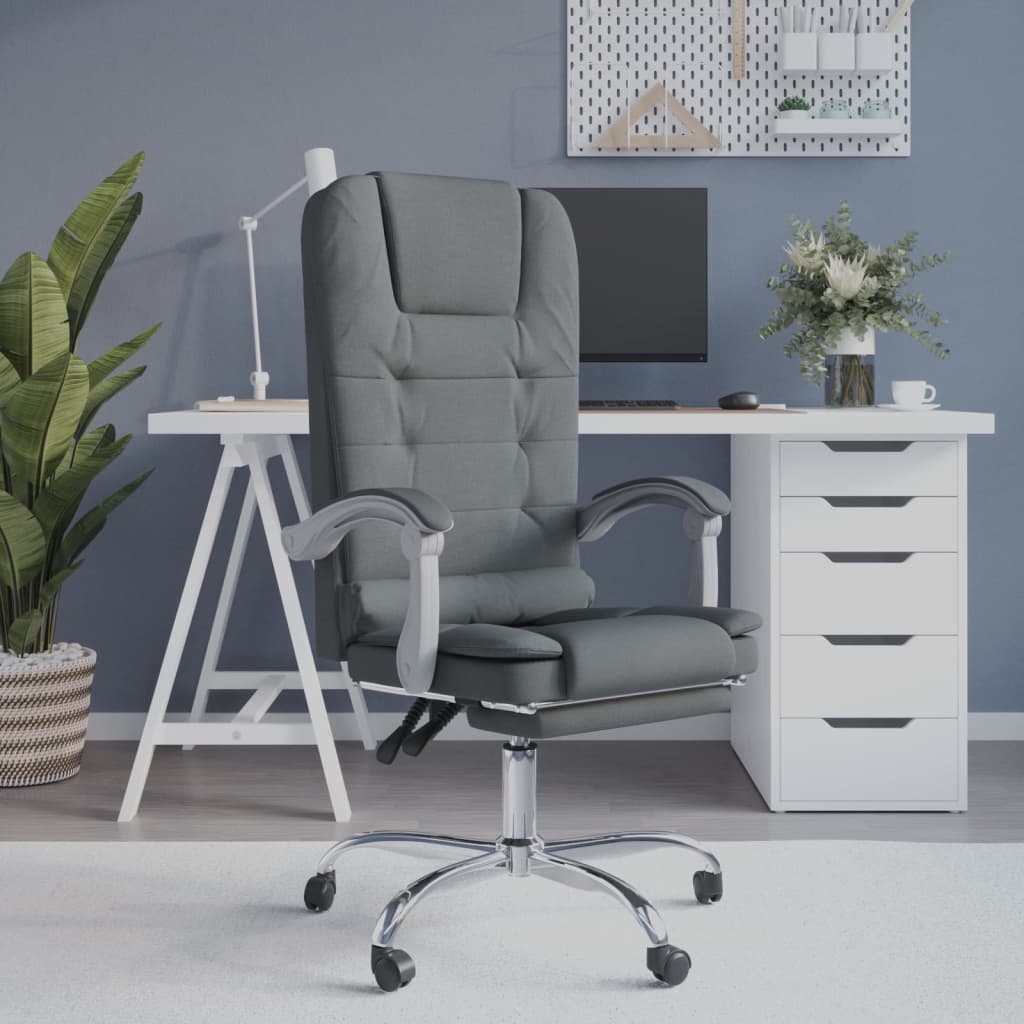 Massage Reclining Office Chair Dark Gray Fabric