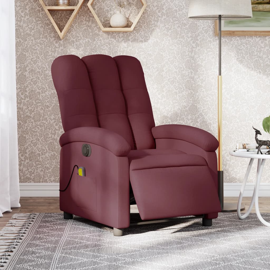 Electric Massage Recliner Chair Purple Fabric