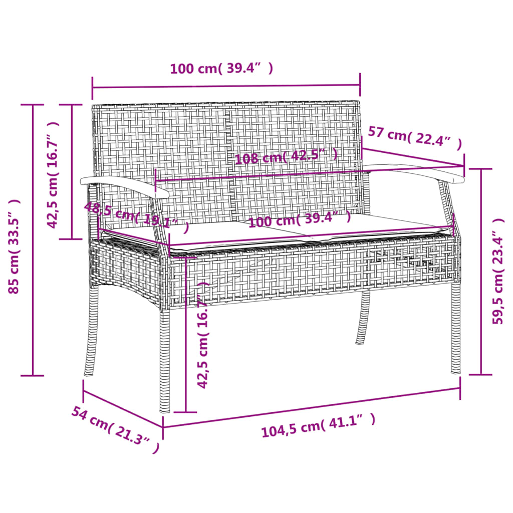 3 Piece Patio Dining Set with Cushions Gray Poly Rattan