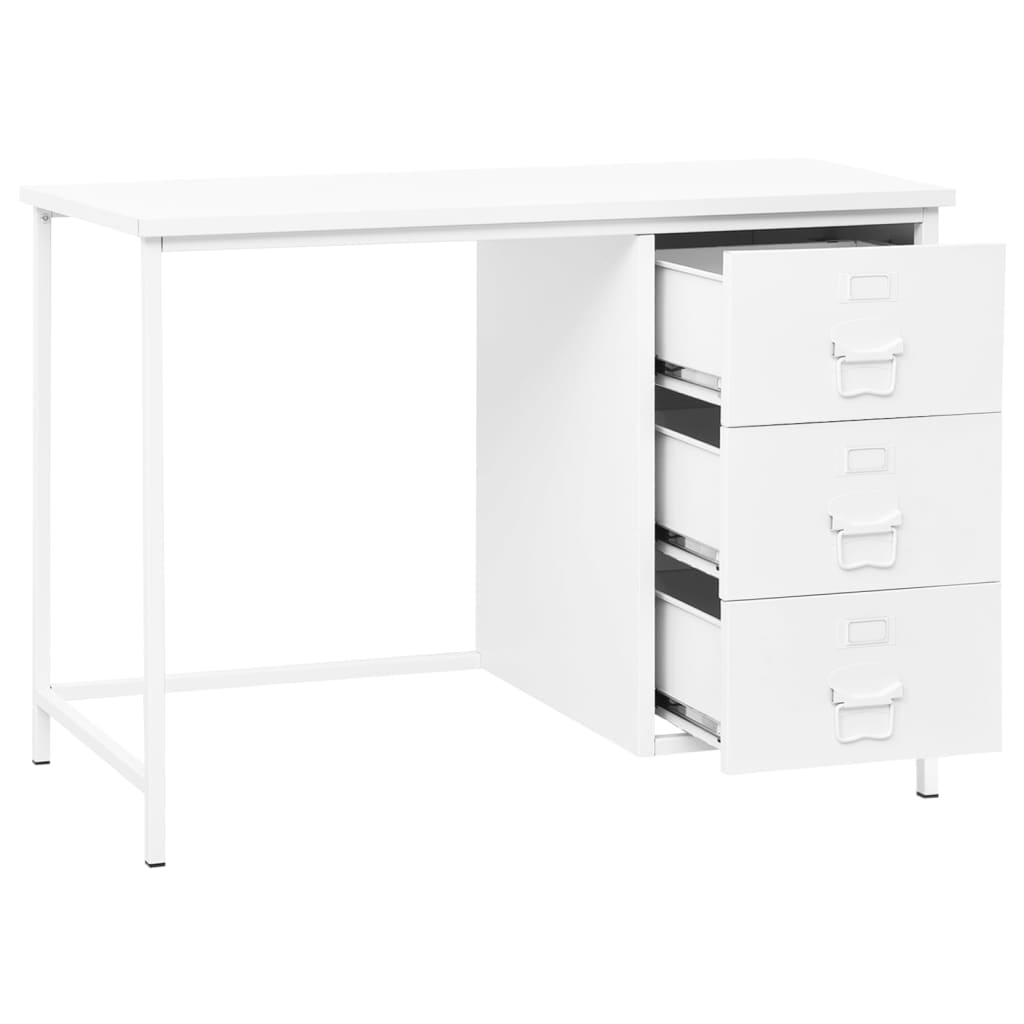 Industrial Desk with Drawers White 41.3"x20.5"x29.5" Steel