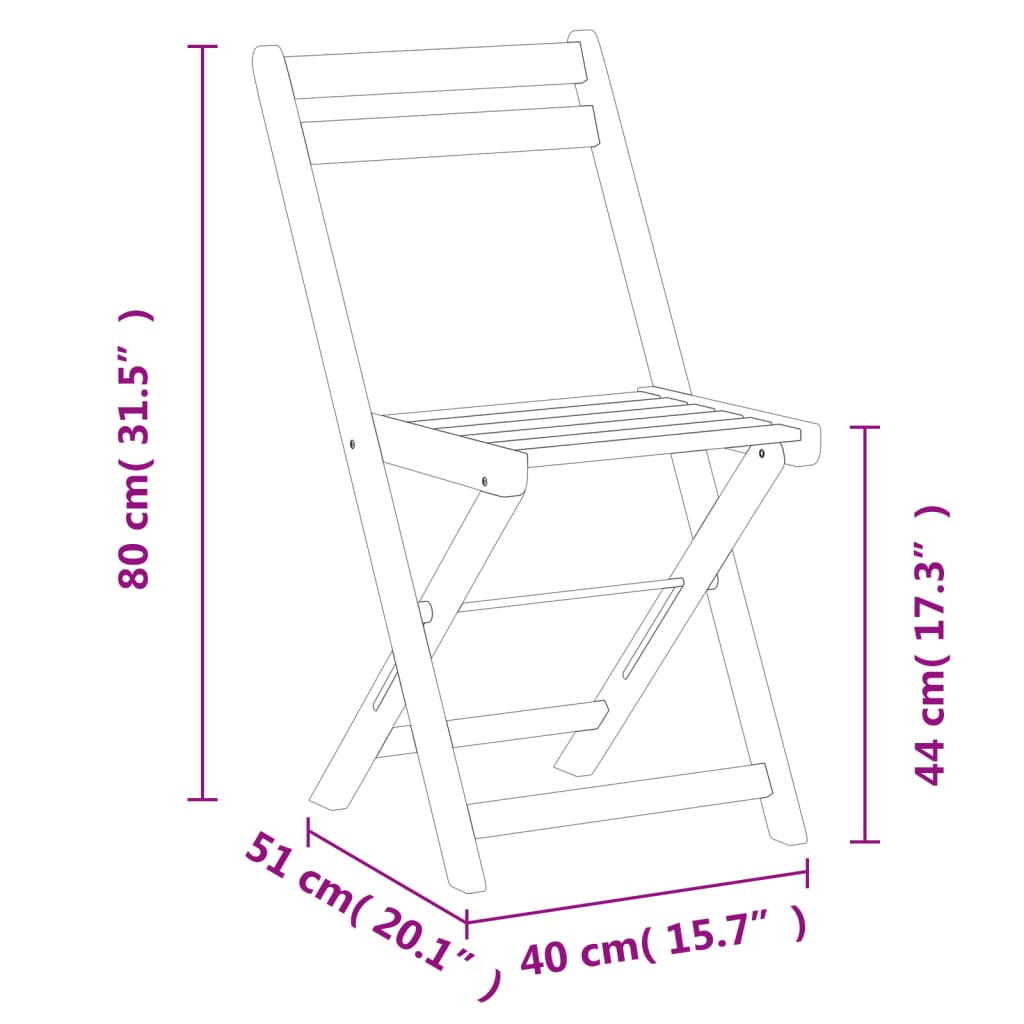 Folding Bistro Chairs 8 pcs Solid Wood Acacia