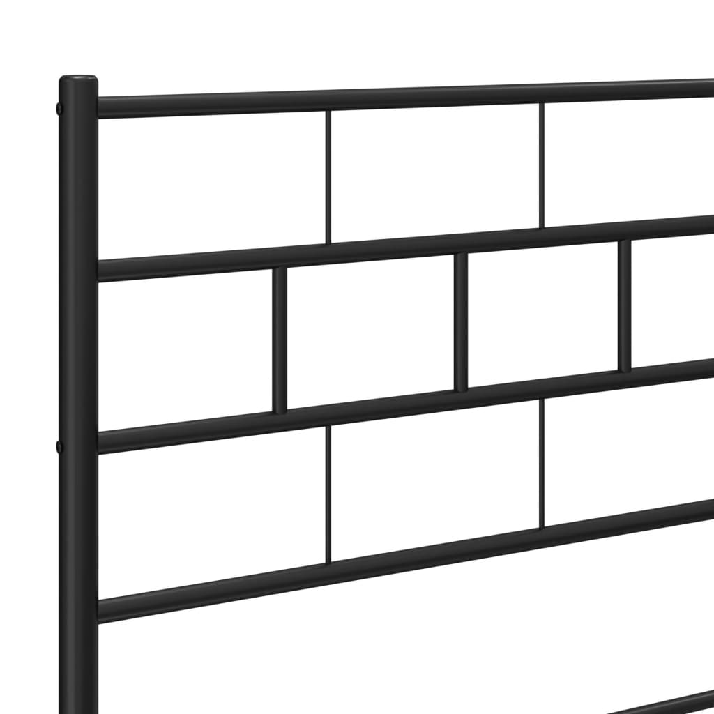 Metal Bed Frame without Mattress with Footboard Black 72"x83.9"