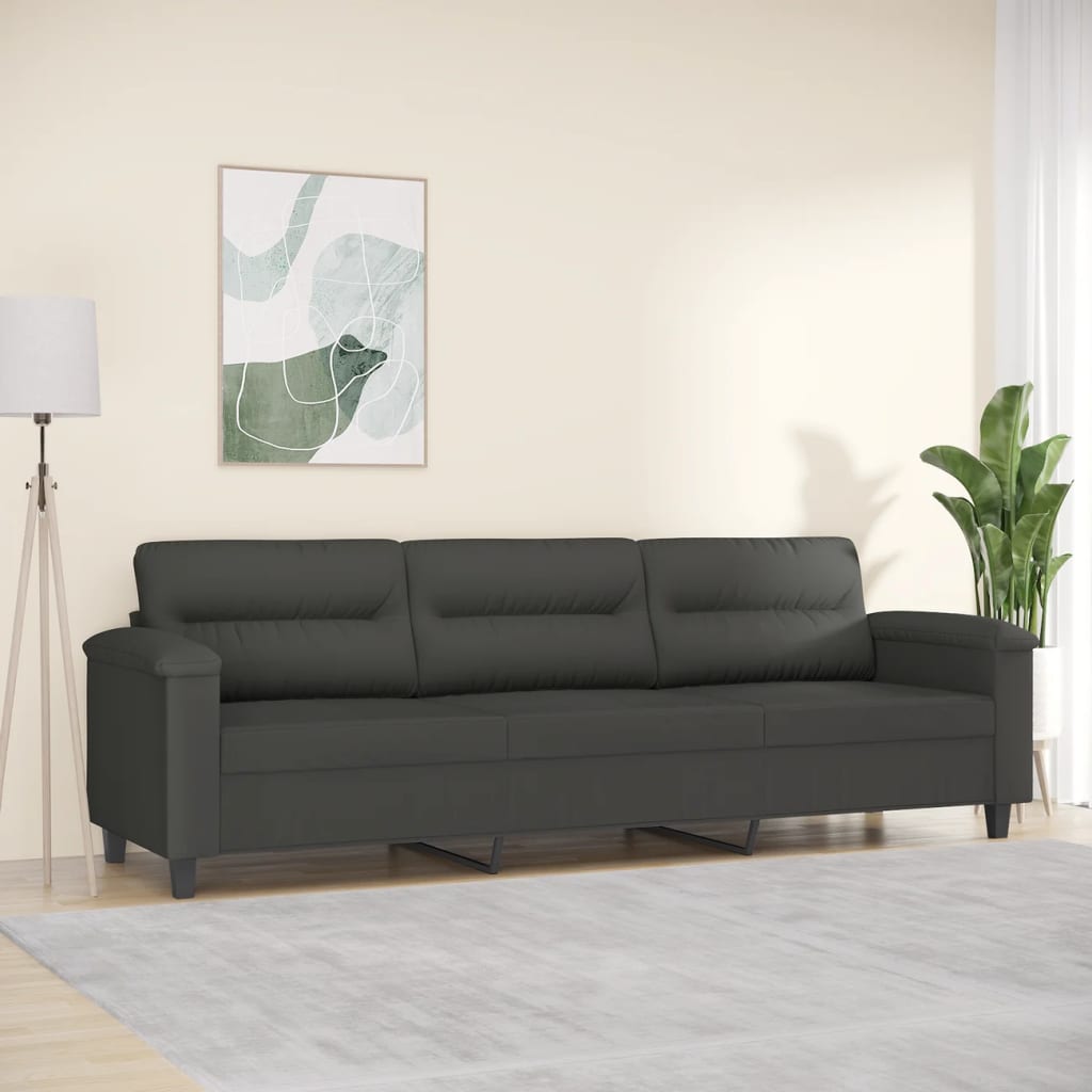 3-Seater Sofa Dark Gray 82.7" Microfiber Fabric