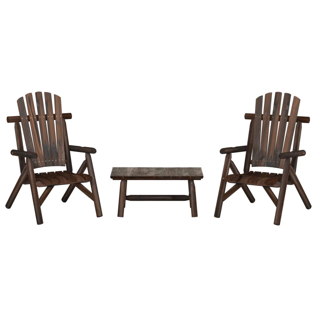 3 Piece Patio Lounge Set Solid Wood Spruce