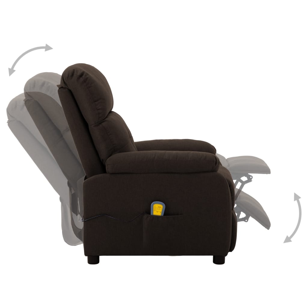 Massage Recliner Dark Brown Fabric