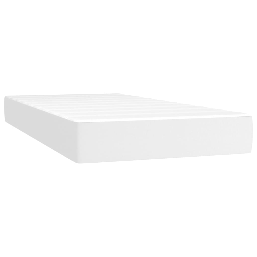 Box Spring Bed with Mattress White 39.4"x79.9" Twin XL Faux Leather