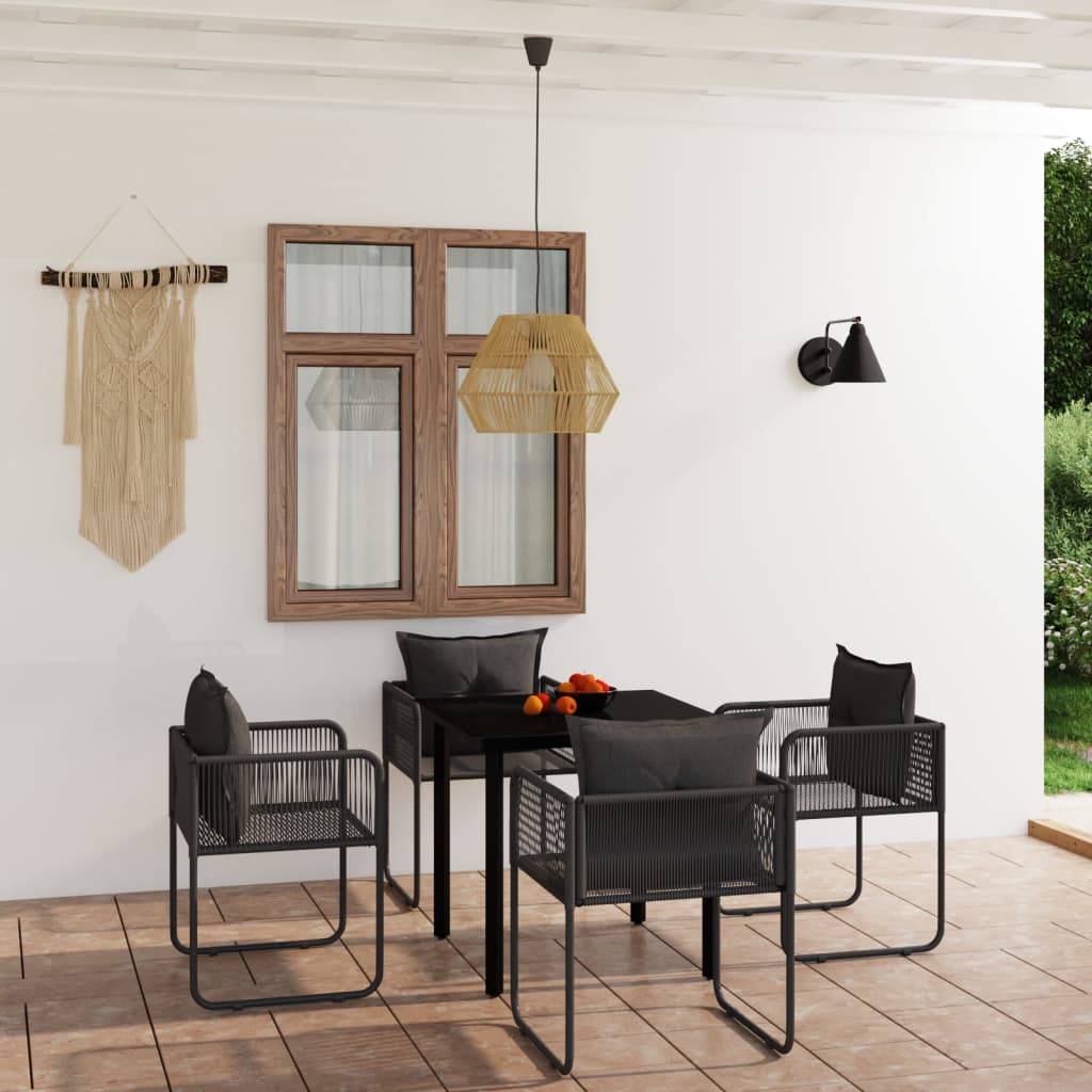 5 Piece Patio Dining Set Black