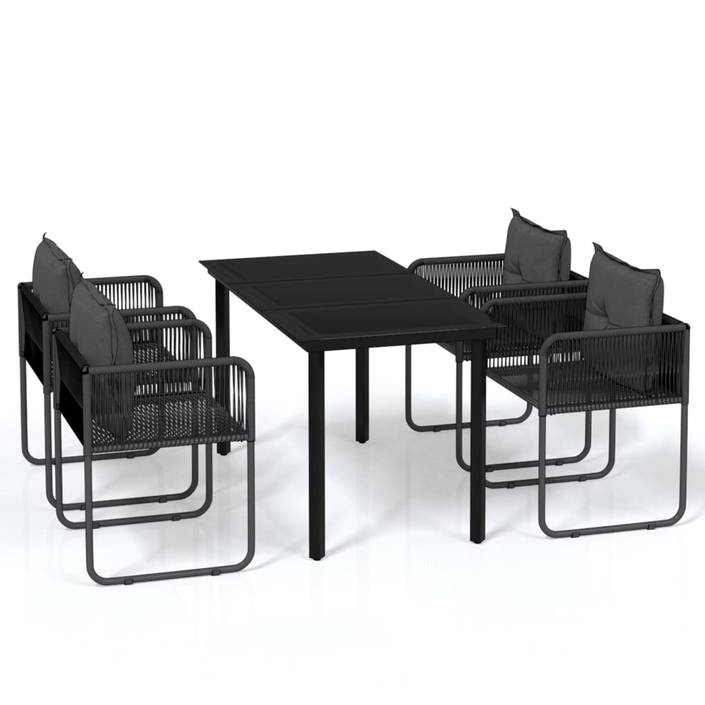 5 Piece Patio Dining Set Black