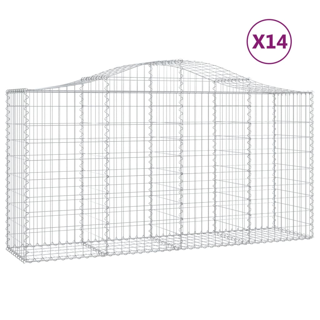 Arched Gabion Baskets 14 pcs 78.7"x19.7"x39.4"/47.2" Galvanized Iron