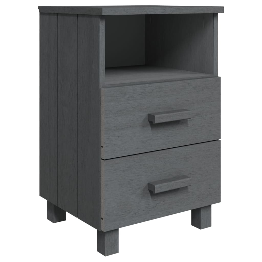 Bedside Cabinets HAMAR 2 pcs Dark Gray 15.7"x13.8"x24.4" Solid Wood