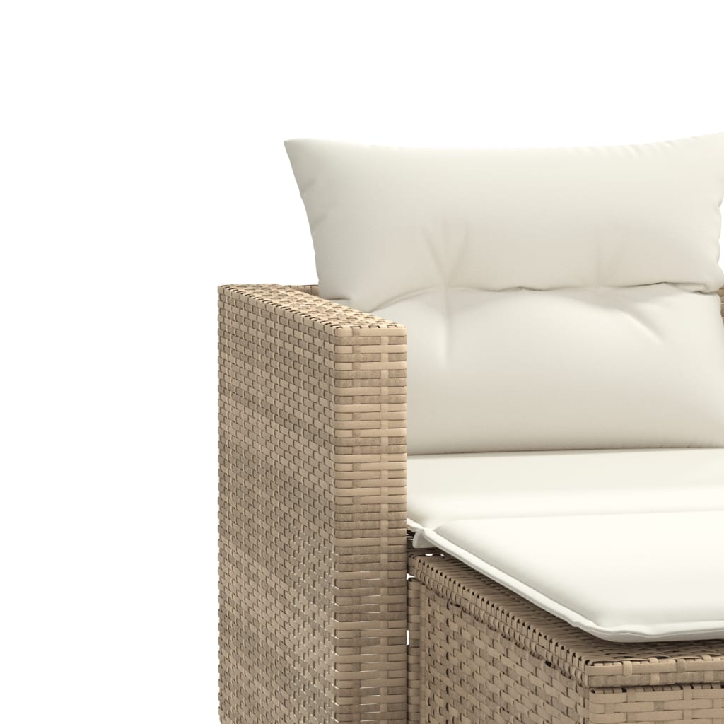 Patio Sofa 2-Seater with Stools Beige Poly Rattan