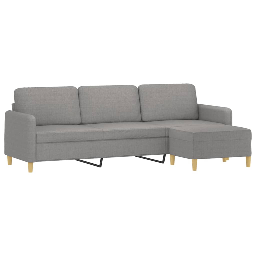 3-Seater Sofa with Footstool Light Gray 82.7" Fabric