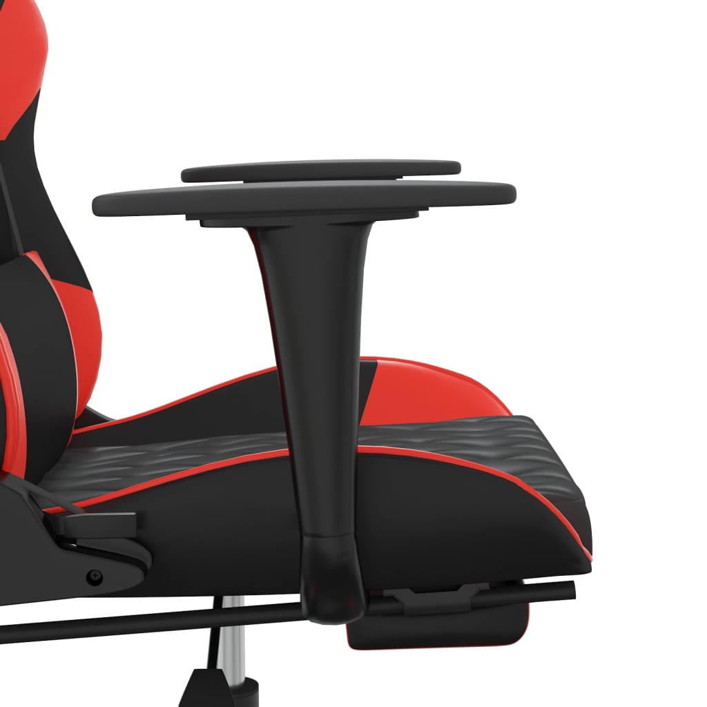 Gaming Chair with Footrest Black and Red Faux Leather