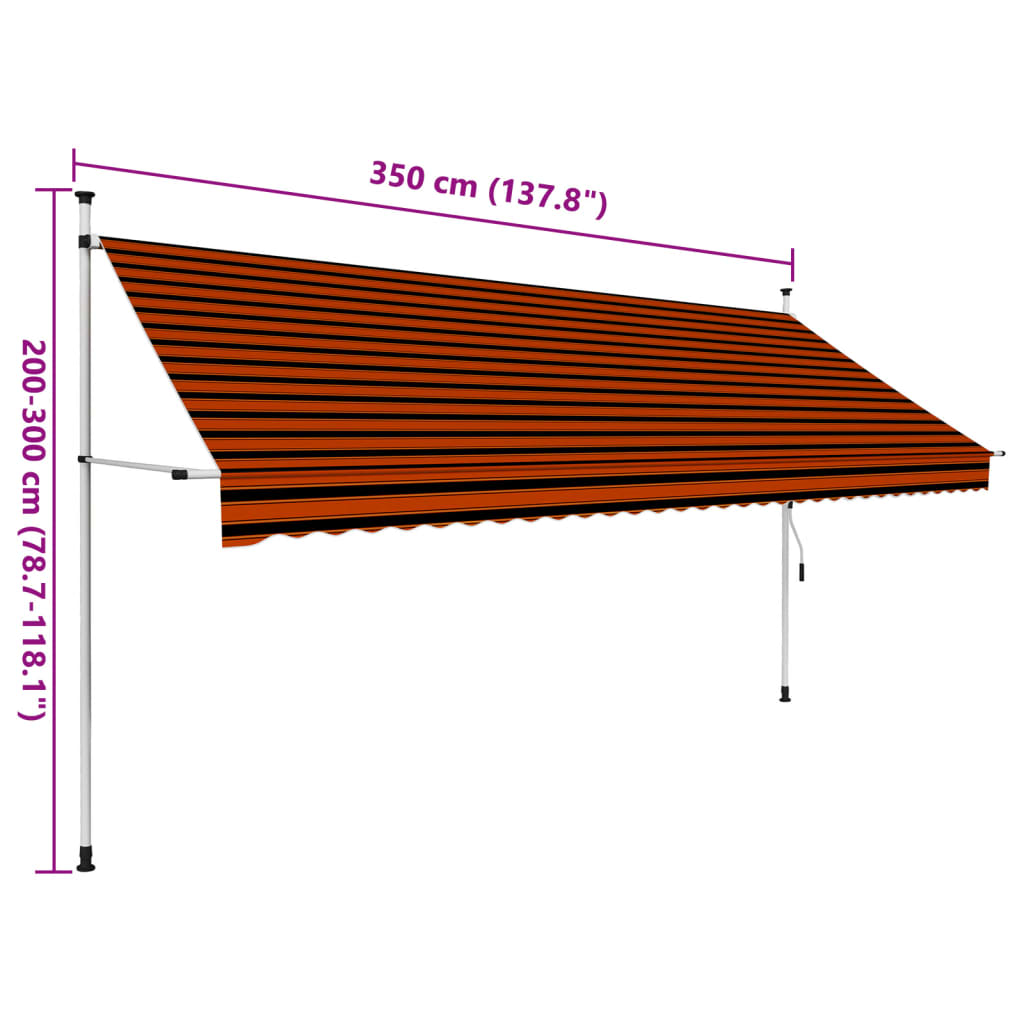 Manual Retractable Awning 137.8" Orange and Brown