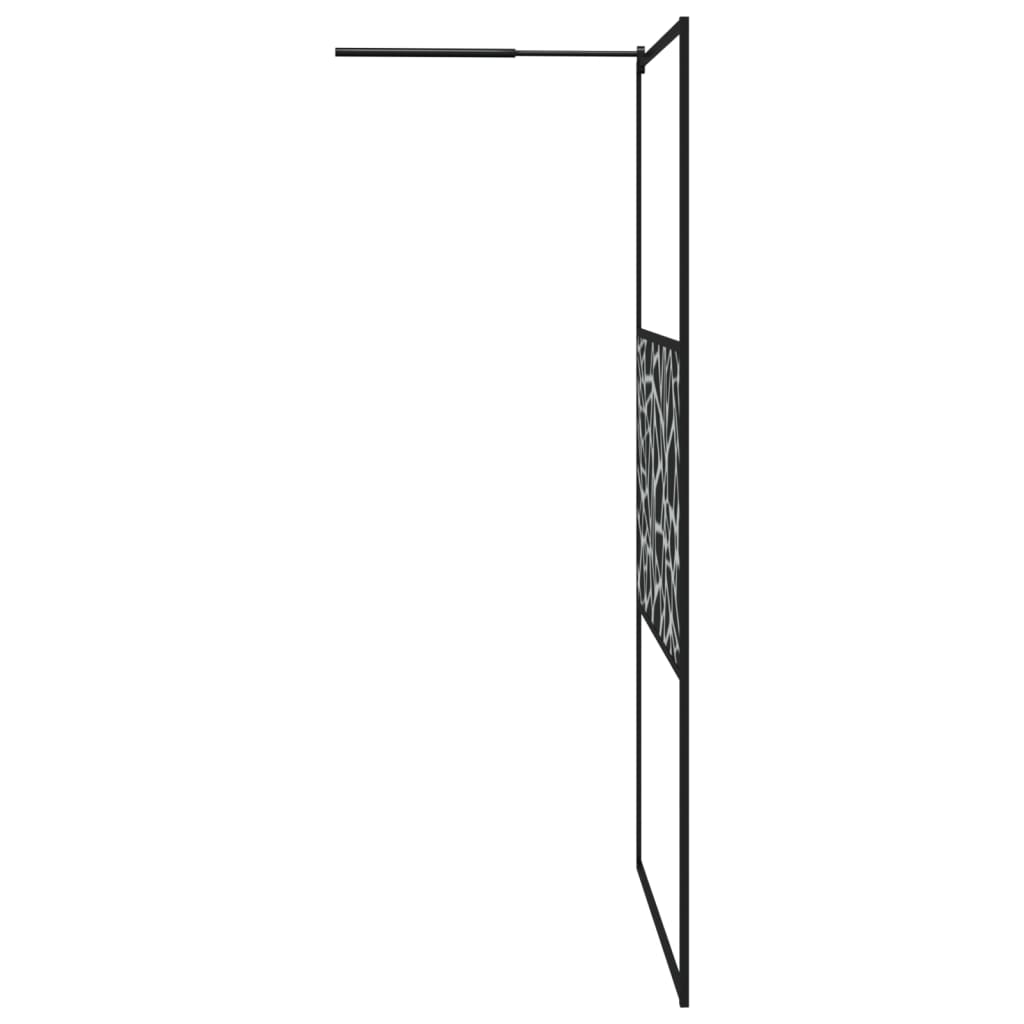 Walk-in Shower Wall with Shelf Black 45.3"x76.8" ESG Glass&Aluminum