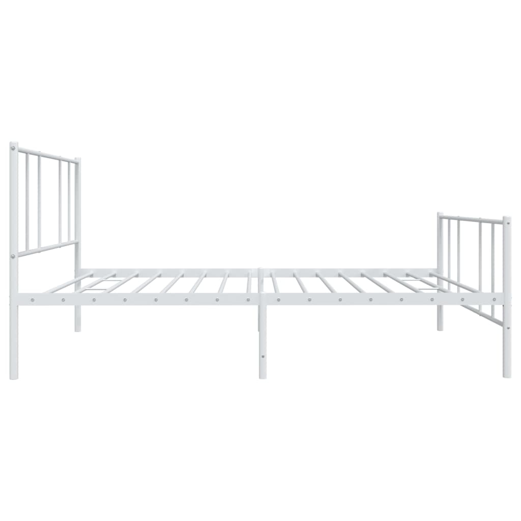 Metal Bed Frame without Mattress with Footboard White 39.4"x78.7"