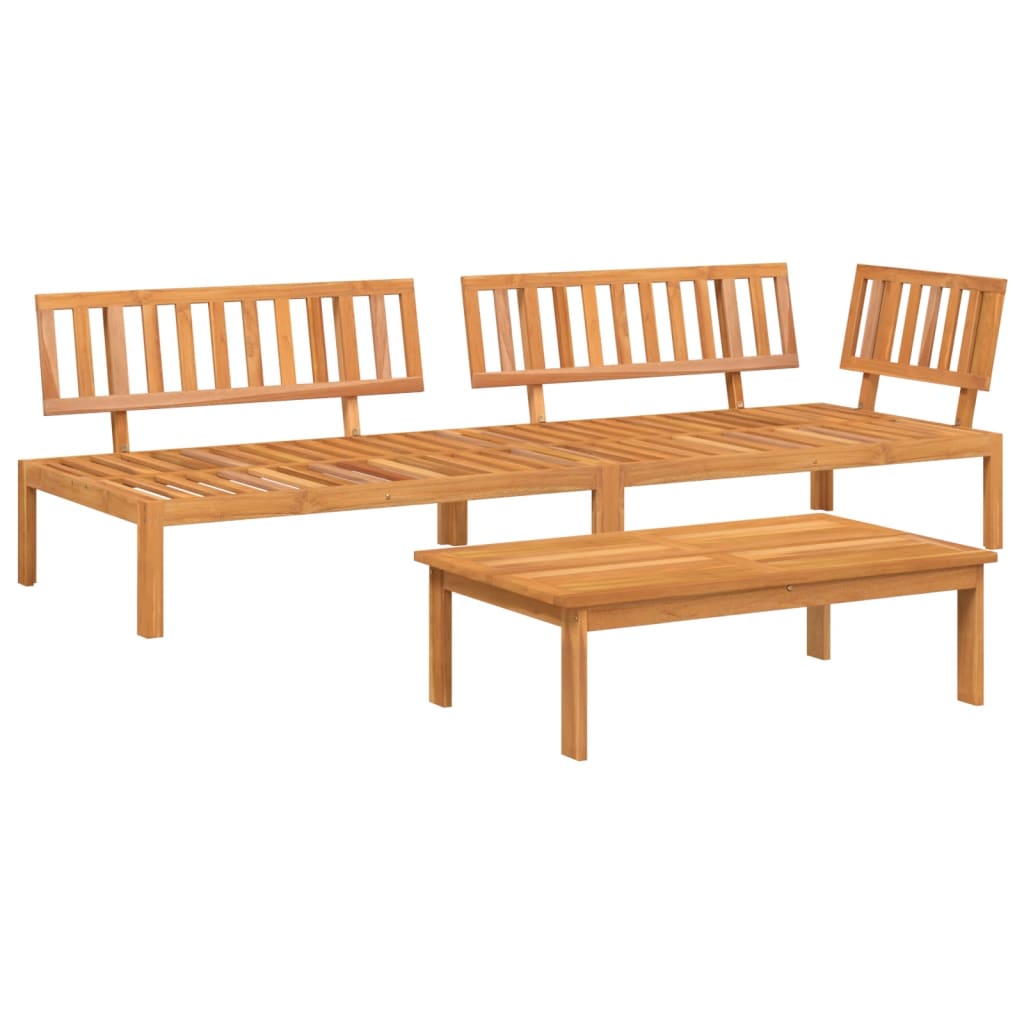 3 Piece Patio Pallet Sofa Set Solid Wood Acacia