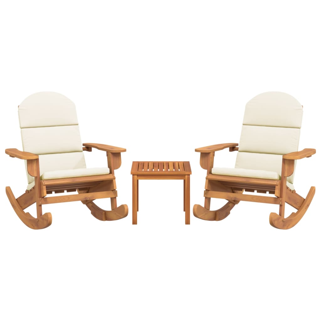 3 Piece Adirondack Patio Lounge Set Solid Wood Acacia