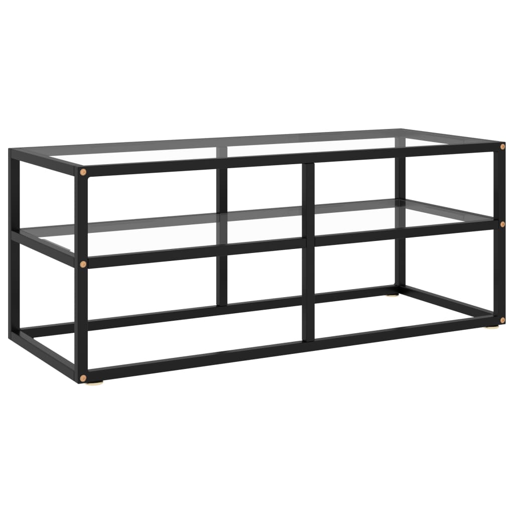 TV Stand Black with Tempered Glass 39.4"x15.7"x15.7"