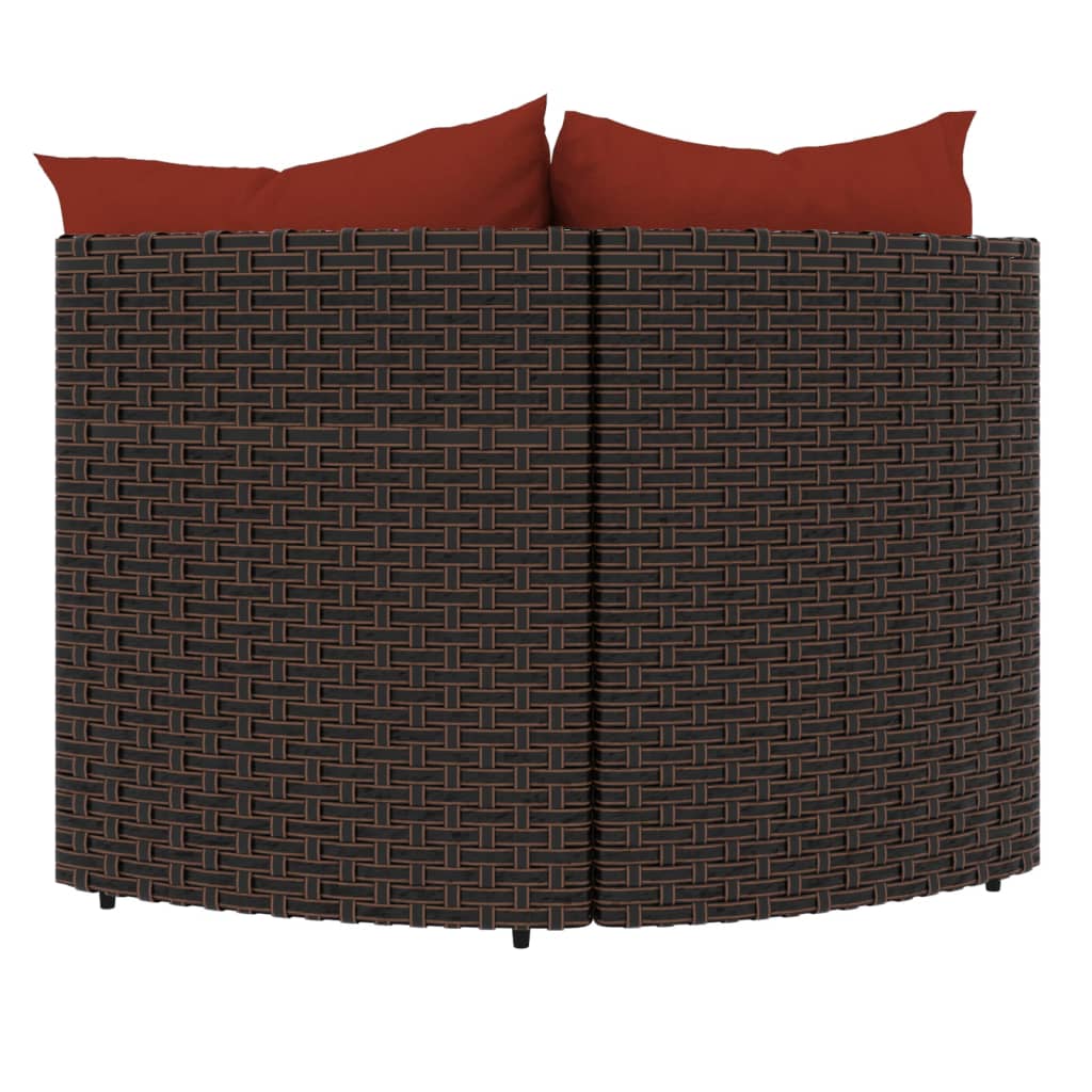 Patio Corner Sofas with Cushions 2 pcs Brown Poly Rattan