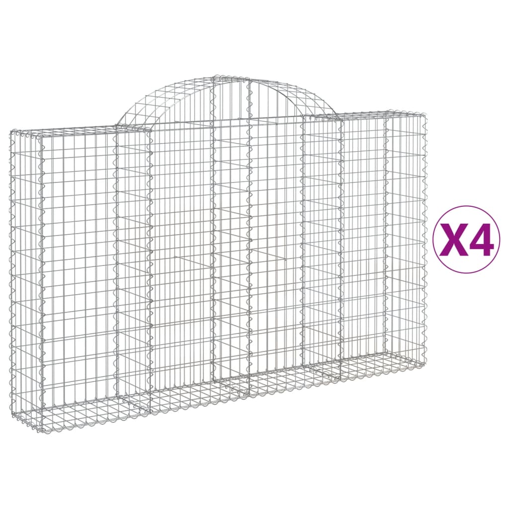 Arched Gabion Baskets 4 pcs 78.7"x11.8"x47.2"/55.1" Galvanized Iron