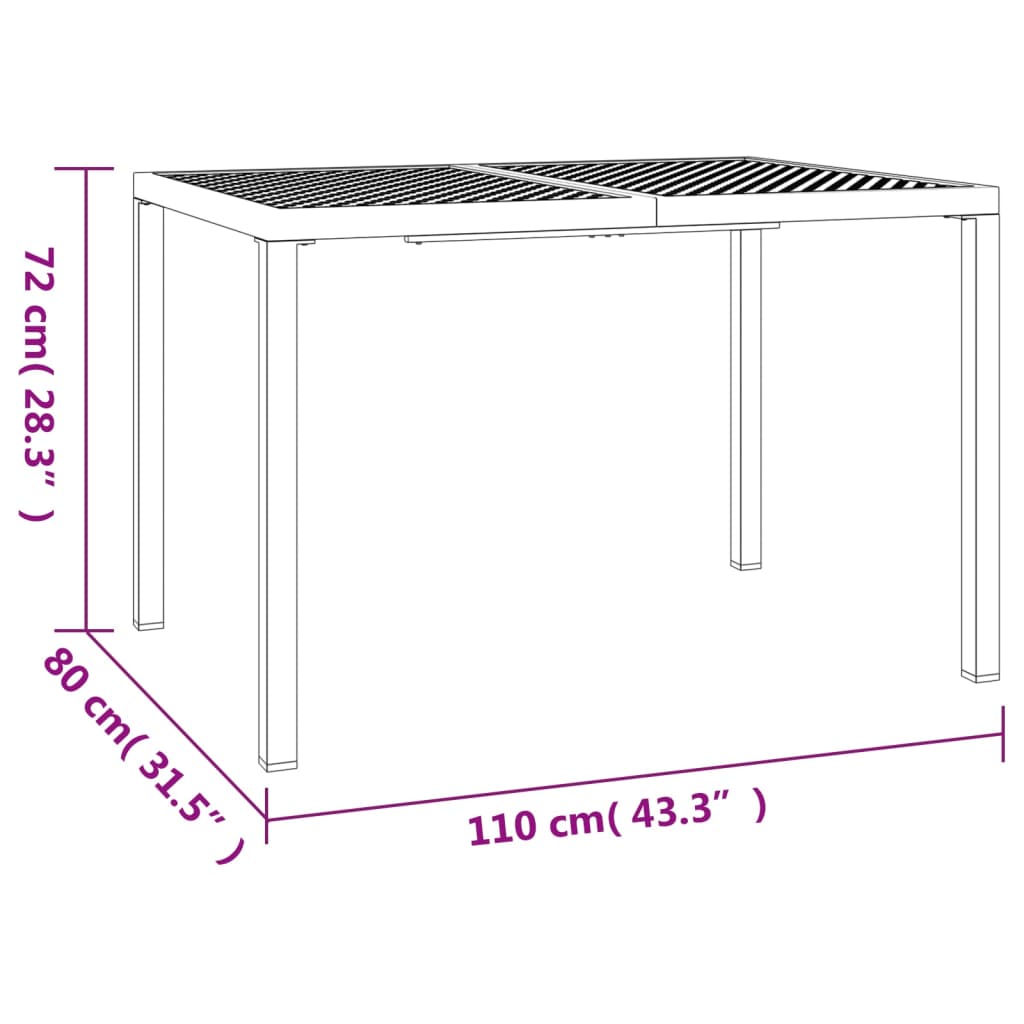 3 Piece Patio Dining Set Anthracite Steel