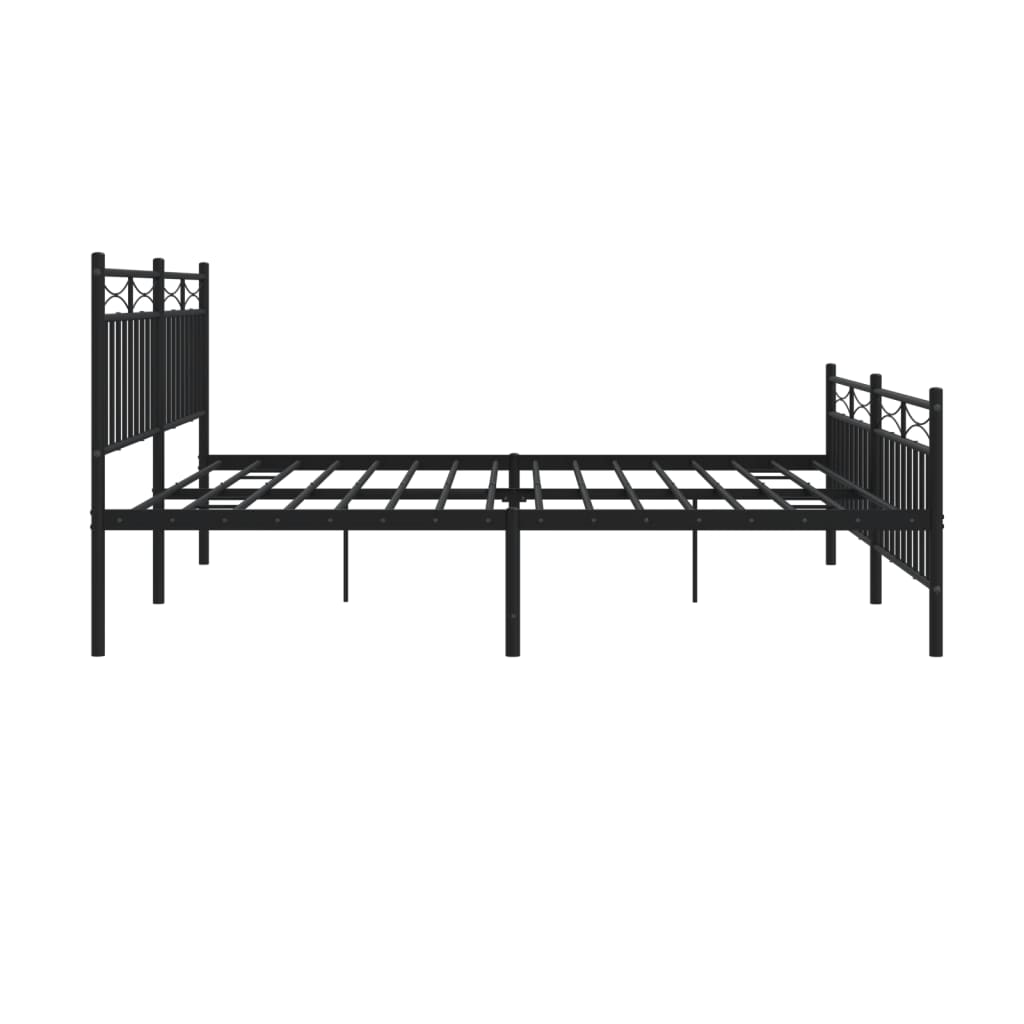 Metal Bed Frame without Mattress with Footboard Black 72"x83.9"