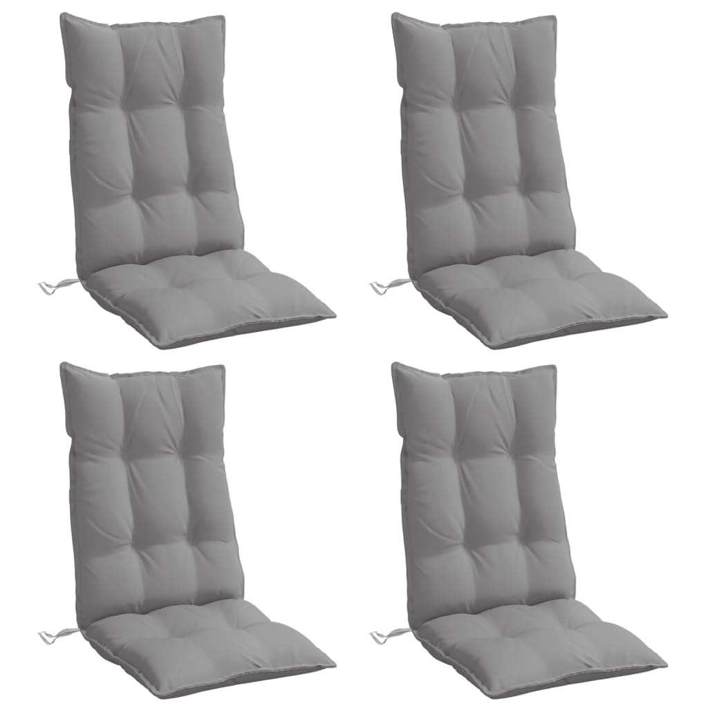 Highback Chair Cushions 4 pcs Gray Oxford Fabric